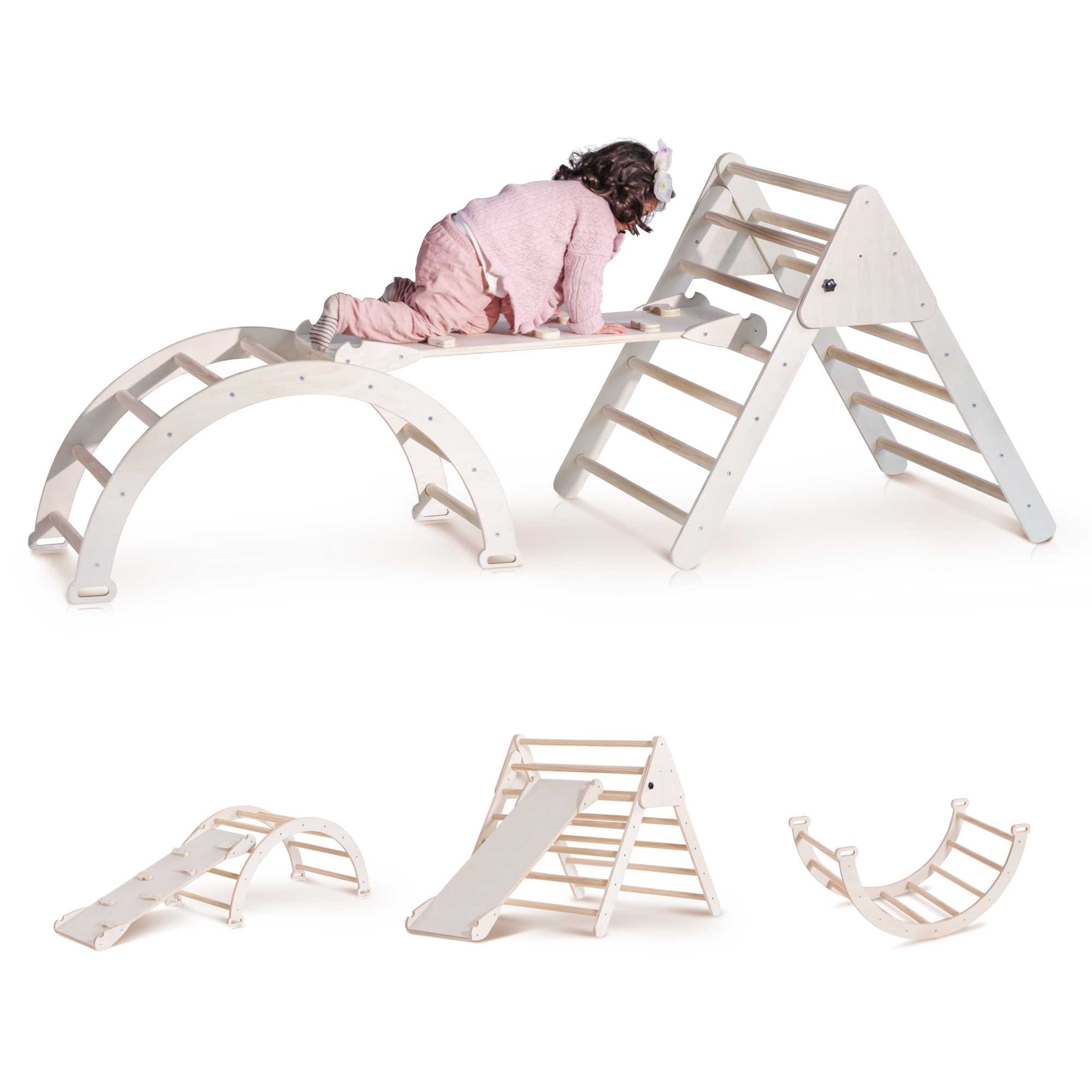 4in1 Wooden Pikler Climbing Triangle Foldable Pikler Triangle Ladder