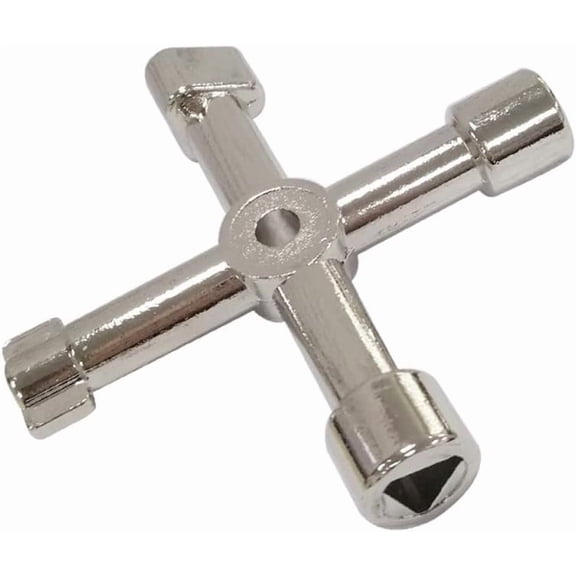4 in 1 Wrench Key Faucet Key Water Utilities Key Alloy Plumber Key for Train Electrical Elevator Cabinet Valve (Round Hole)