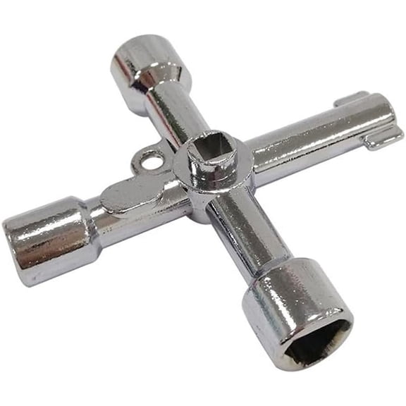4 in 1 Wrench Key Faucet Key Water Utilities Key Alloy Plumber Key for Train Electrical Elevator Cabinet Valve (Square Hole)