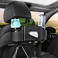 thumbnail image 1 of Back Seat Car Organizer, 2 Cup Holders, Tissue Holder, Phone Stand & Hooks,Black, 1 of 10