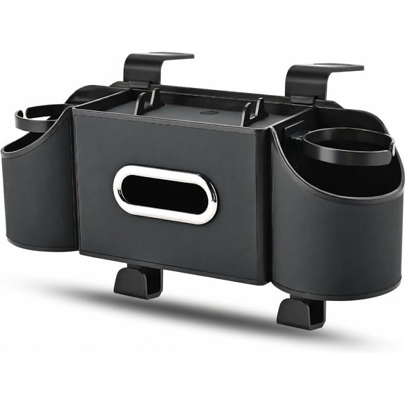 4-in-1 Back Seat Car Organizer with Multi-Pocket Storage & Cup Holders, Universal Fit Backseat Organizer for Travel & Daily Use, Black
