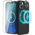 thumbnail image 1 of (4 in 1  for iPhone 14 Case Compatible with MagSafe (6.1 inch, 2022), with 2 Pack Screen Protector + Camera Cover, Liquid Silicone Phone Case (Black), 1 of 14