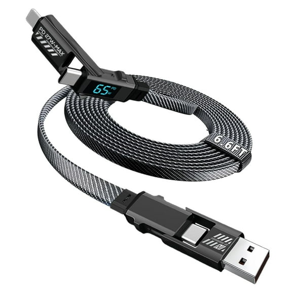 4-in-1 multi-functional charging cable USB to Lightning to USB-C cable, gray, 1.5 meters
