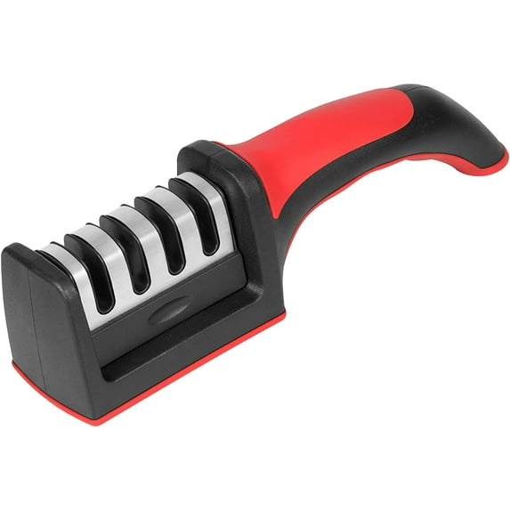 4-in-1knife sharpener, 3-Stage knife sharpeners for kitchen knives pocket tumbler knife sharpener Heavy Duty Diamond Blade Really Works for Ceramic, Steel Knives and Scissor sharpener