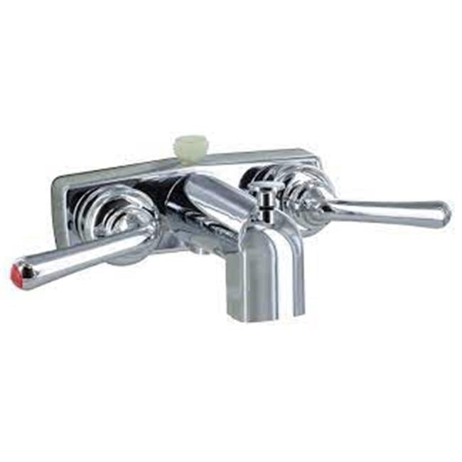4-Inch Chrome 2-Lever Teacup Tub & Shower Diverter Faucet