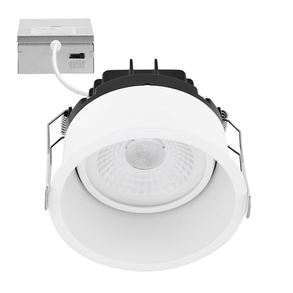 4 in. 5 CCT Adjustable LED Slim Regressed Eyeball Gimbal Downlight, 1100 Lumens, Color Selectable 2700K-5000K, 360° Rotation