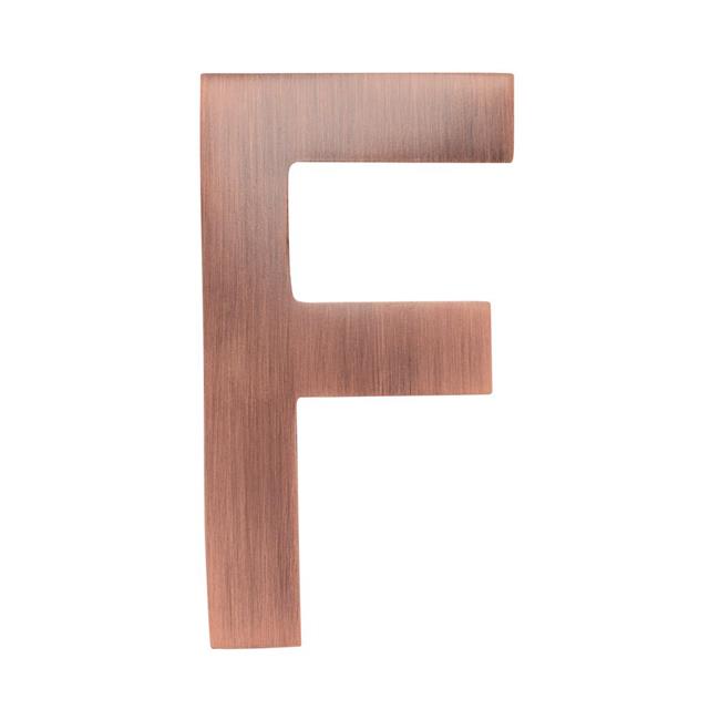 4 in. Brass Floating House Letter F, Antique Copper