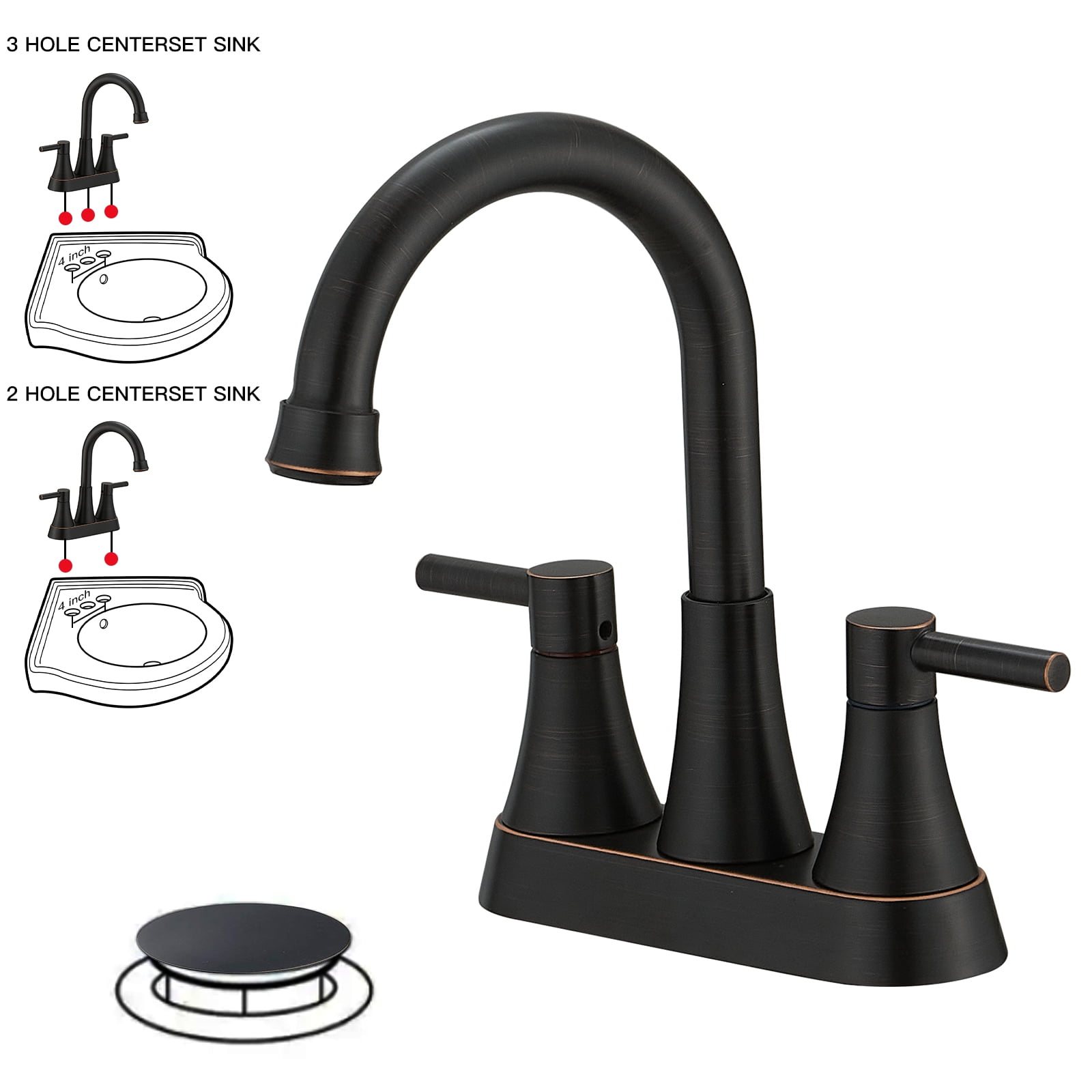 Oil Rubbed Bronze 4-Inch Centerset 2-Handle High-Arc Bathroom Faucet