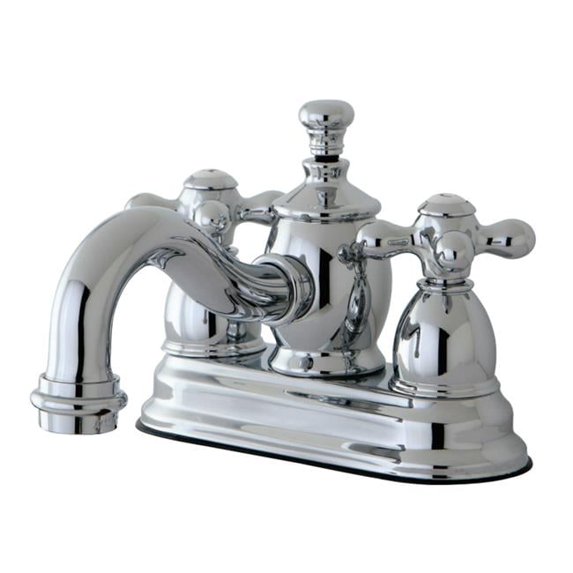 4 in. Centerset Lavatory Faucet with Brass Pop-Up Cross Handle, Polished Chrome
