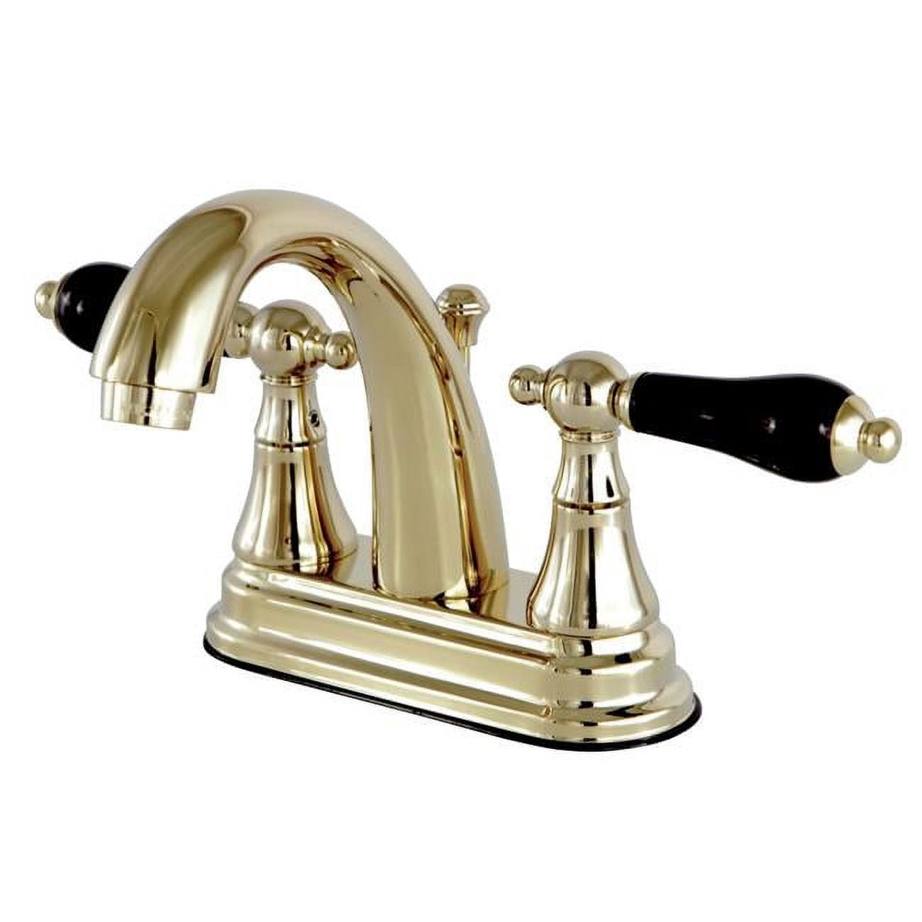 Elements Of Design Centerset Lavatory Faucet - Polished Brass, Porcelain Cross Handles, 4-inch