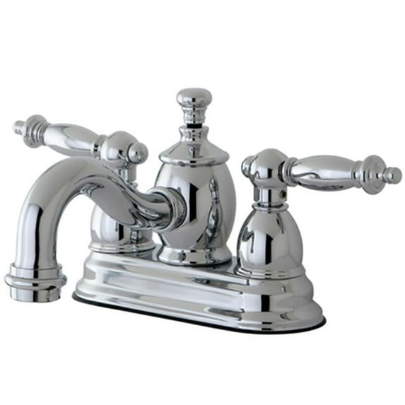 4 in. Centerset Lavatory Faucet with Heritage Spout & Metal Lever Handle - Polished Chrome