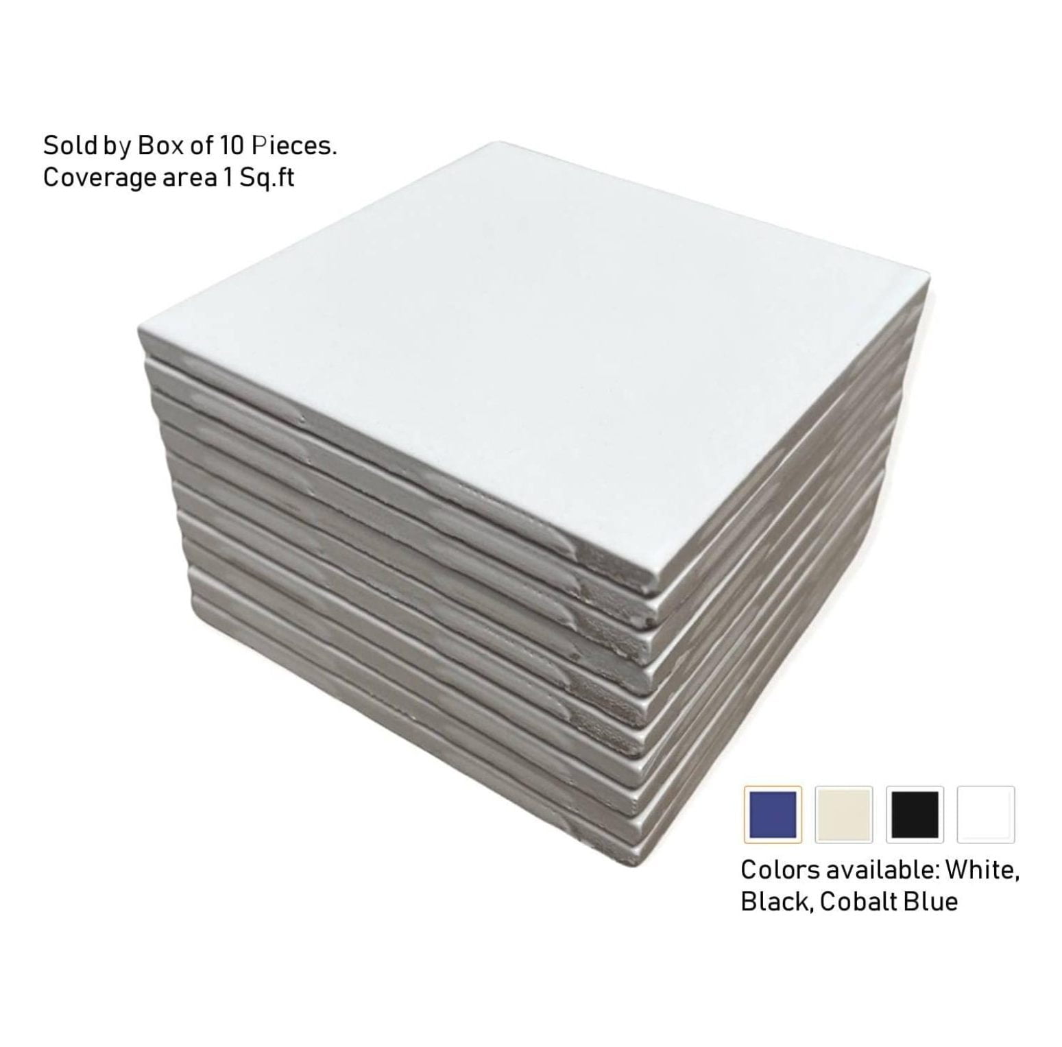 4 in Ceramic Tile 4.25 inch Gloss (Shinny) 4 1/4" Box of 10 Piece for Bathroom Wall and Kitchen Backsplash (White) by saney