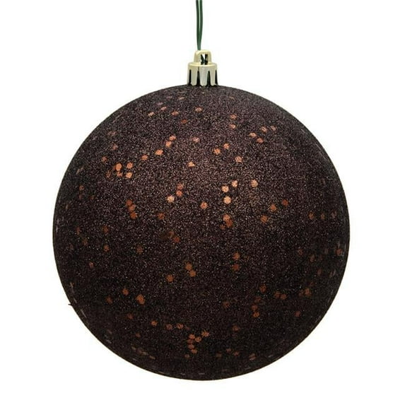 4 in. Chocolate Sequin Christmas Ornament Ball - 6 per Bag
