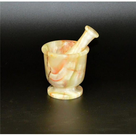 4 in. Classic Style Mortar & Pestle Set, Light Green Onyx