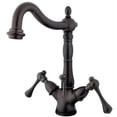 thumbnail image 1 of 4 in. Deck Mount Lavatory Faucet with Handle & Brass Pop-Up, Oil Rubbed Bronze, 1 of 1