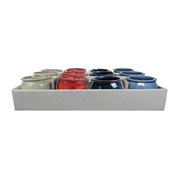 4 in. Dia. Assorted Color Ceramic Planter - Case of 12