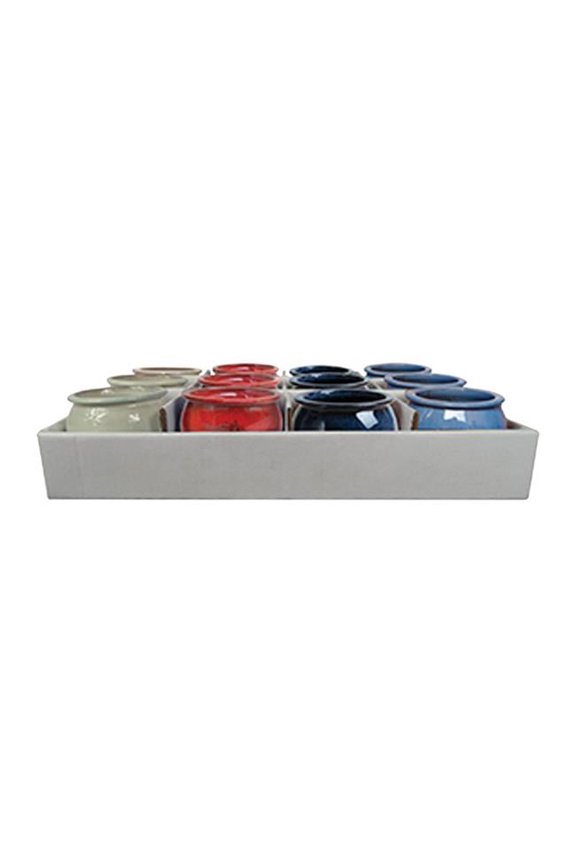 4 in. Dia. Assorted Color Ceramic Planter - Case of 12