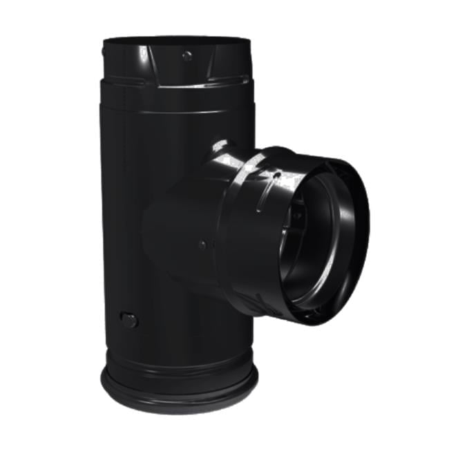 4 in. Dia. Pellet Vent Pro Single Tee with Clean-Out Tee Cap, Black