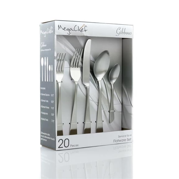 4 in. Gibbous Flatware Utensil Set, Matte Silver - 20 Piece