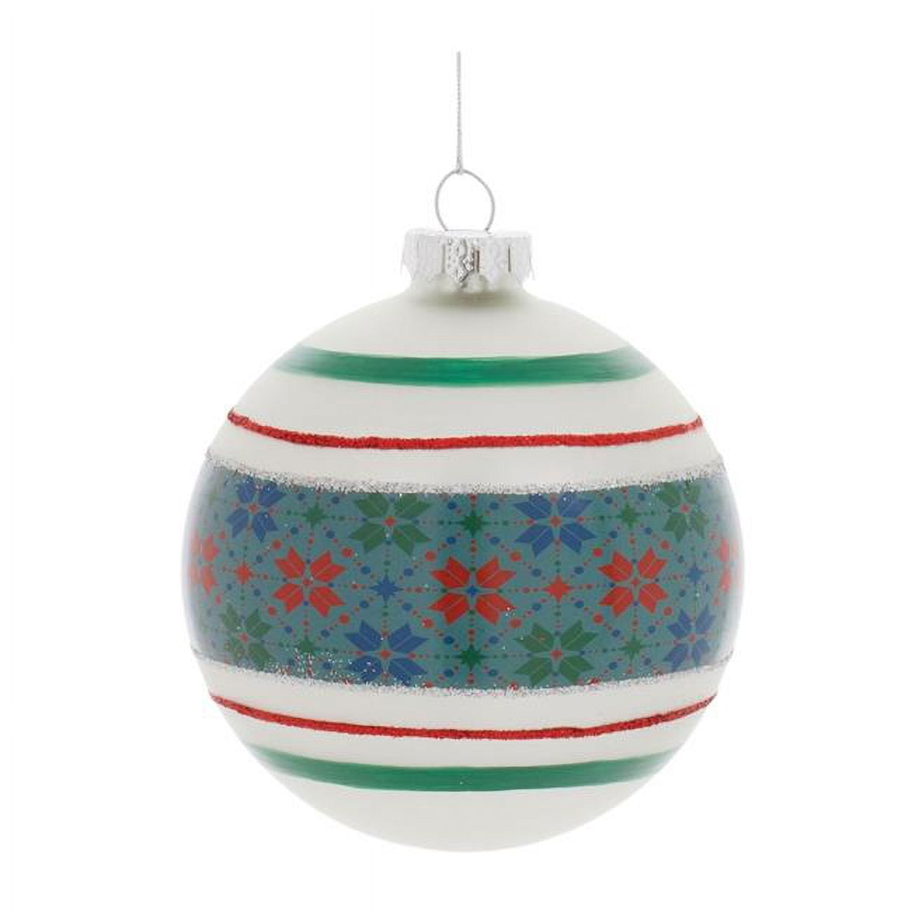 Festive Red and Green Glass Ball Ornaments Set of 6