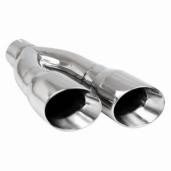 4 in. Hi-Polished Series Stainless Steel Side Way Round Angle Cut Dual Exhaust Tip