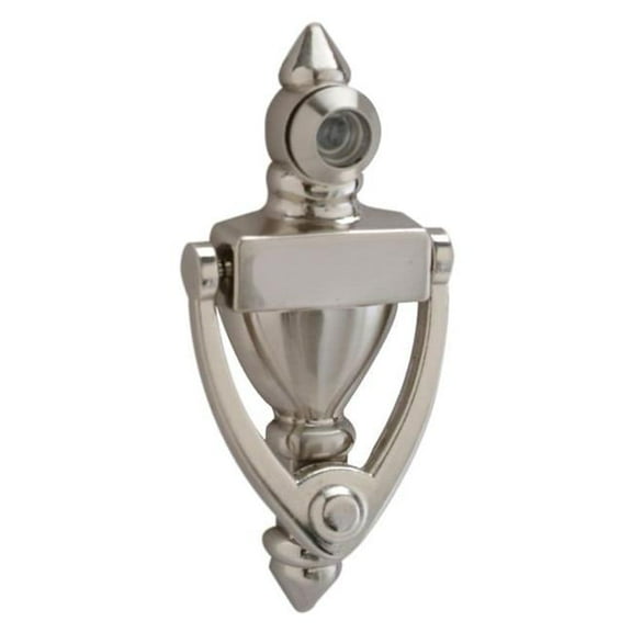 4 in. High Door Knocker with 160 deg UL Viewer, Satin Nickel