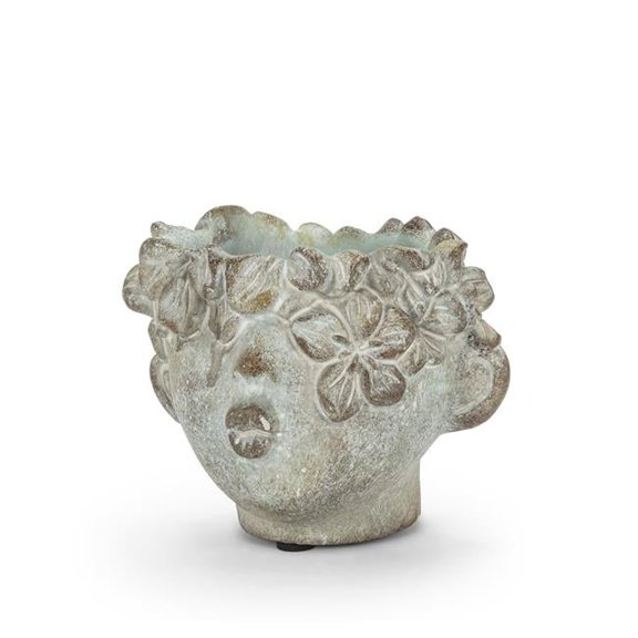 4 in. Mini Kissing Face Planter, Grey