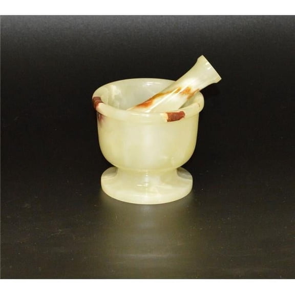 4 in. Modern Style Mortar & Pestle Set, Light Green Onyx