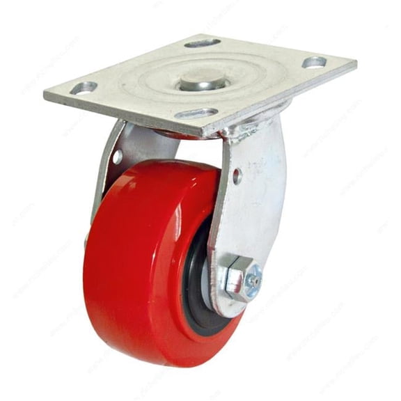 4 in. Mold-on Polyurethane Swivel Caster, Red