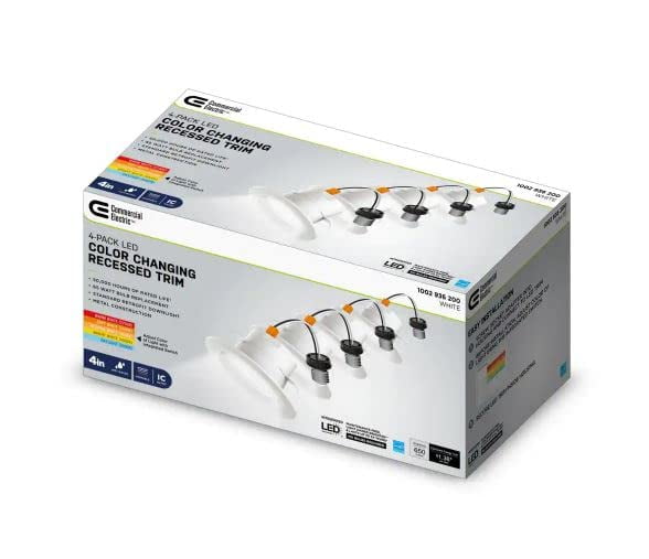 4-Inch White Dimmable LED Recessed Trim with Adjustable Color Technology (4-Pack)