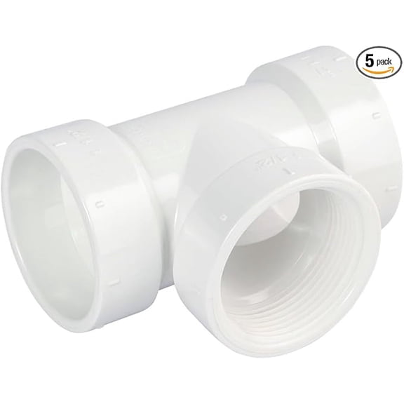 4 in. PVC DWV Cleanout Tee with C.O. Plug, Hub x Hub x FPT White PVC Drain, Waste & Vent Fitting, (5 Pack)