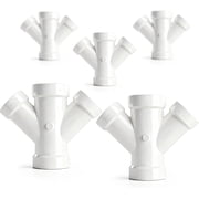 4 in. PVC DWV Double Wye Hub, White PVC Drain, Waste & Vent Fitting, 5 Pack