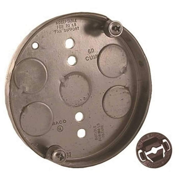 4 in. Round Ceiling Rated Fan Pan, 1/2 in. Depth, Five 1/2 in. KO's