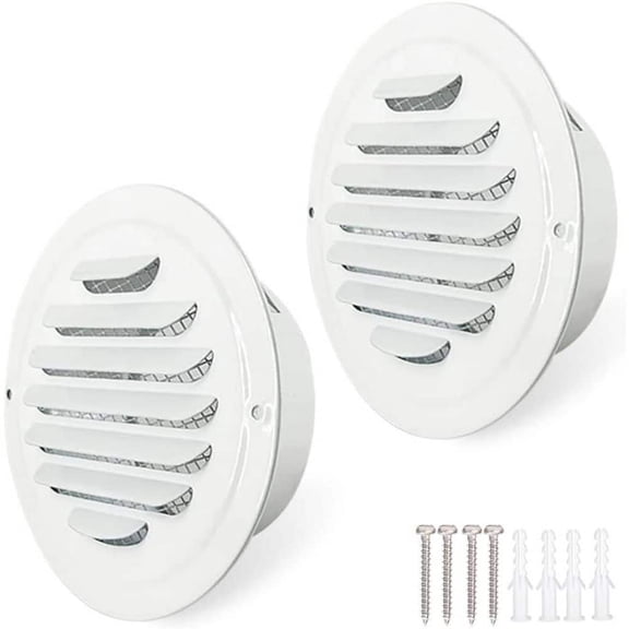 4 in. Round Stainless Steel Air Vent Cover Black Finish Built-in Mesh for Exterior Wall Soffit Vent 2-Piece