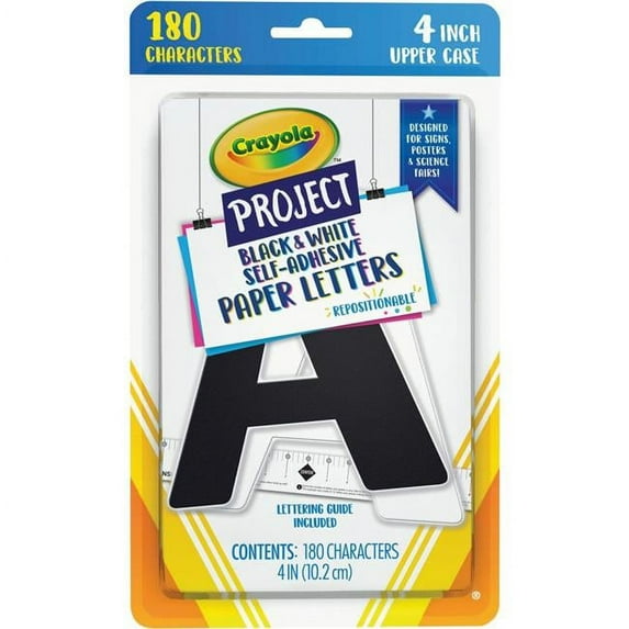 4 in. Self-Adhesive Paper Letters, Black & White - Pack of 24