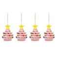 thumbnail image 1 of 4 in. Set of 4 Nostalgic Ceramic Tree Ornaments - Pink with Multicolored Bulbs, 1 of 3