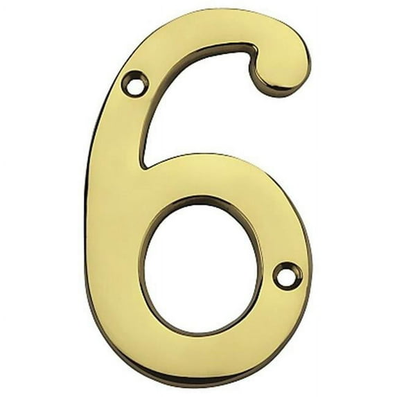 4 in. Solid Brass House Number 6
