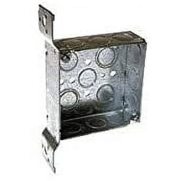 Hubbell Electrical 4 in. Square Welded Box, 1-1/2 Deep with 1/2 & 3/4 in. TKO'S and Universal Bracket 25-Pack Home & Garage Storage, Stackable Design