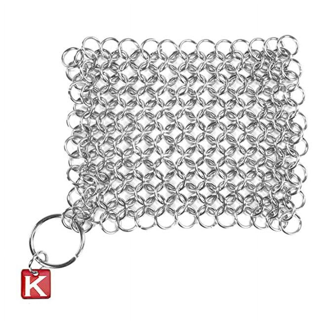 4 in. Stainless Steel Chain Mail Scrubber for Cast Iron Cookware