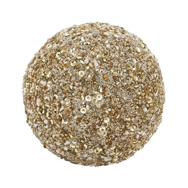 Gold Beaded Decorative Orb, 4 inches