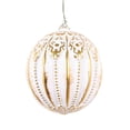thumbnail image 1 of 4 in. White Matte Ball Christmas Ornament with Gold Accents - 4 per Bag, 1 of 1
