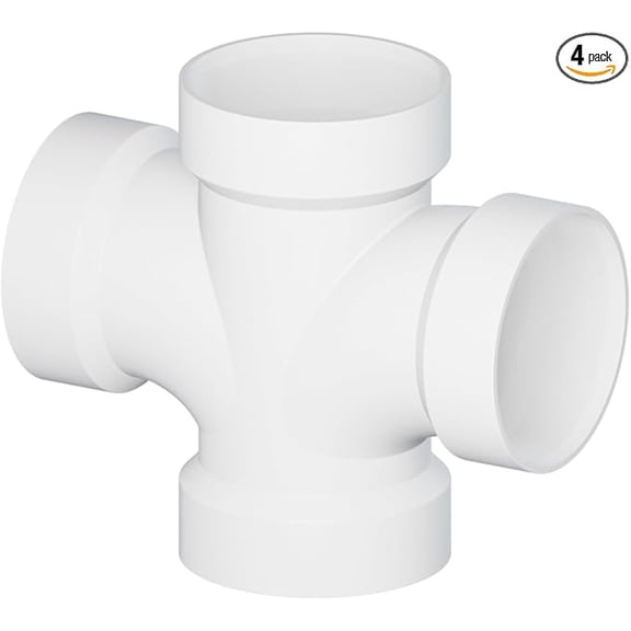 4 in. White PVC DWV Double Sanitary Tee Hub PVC Drain, Waste & Vent Fitting, (4 Pack)