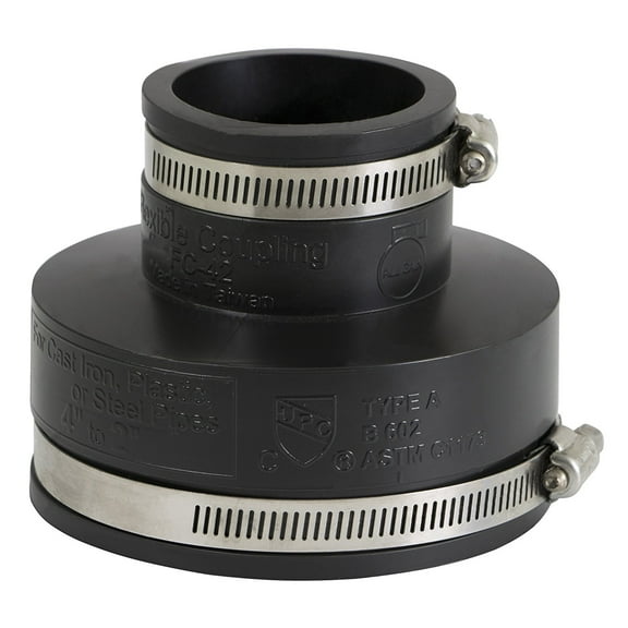 4 in. x 1-1/2 in. PVC Flexible Reducing Coupling with Stainless Steel clamps