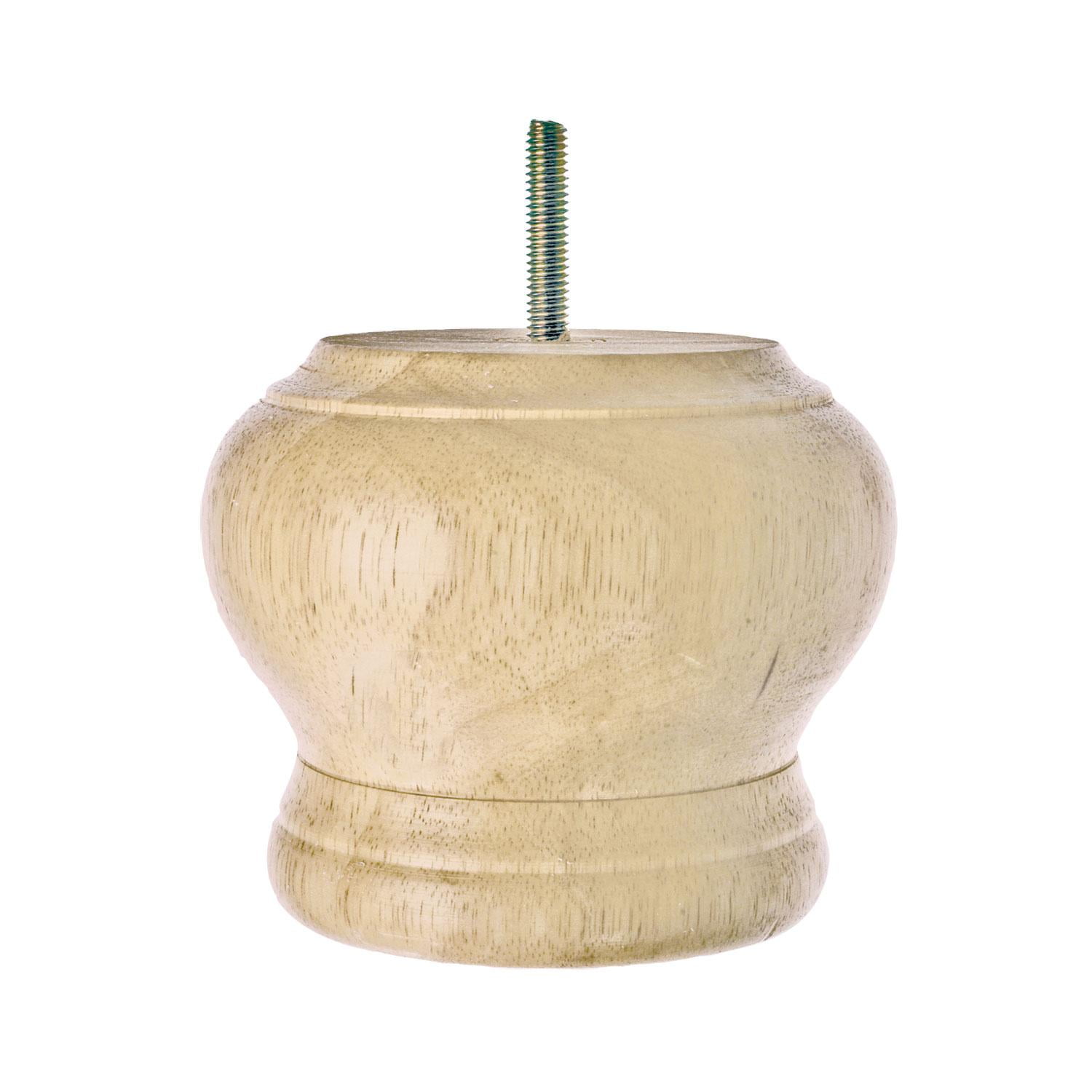 4 Inch Unfinished Solid Hardwood Round Bun Foot