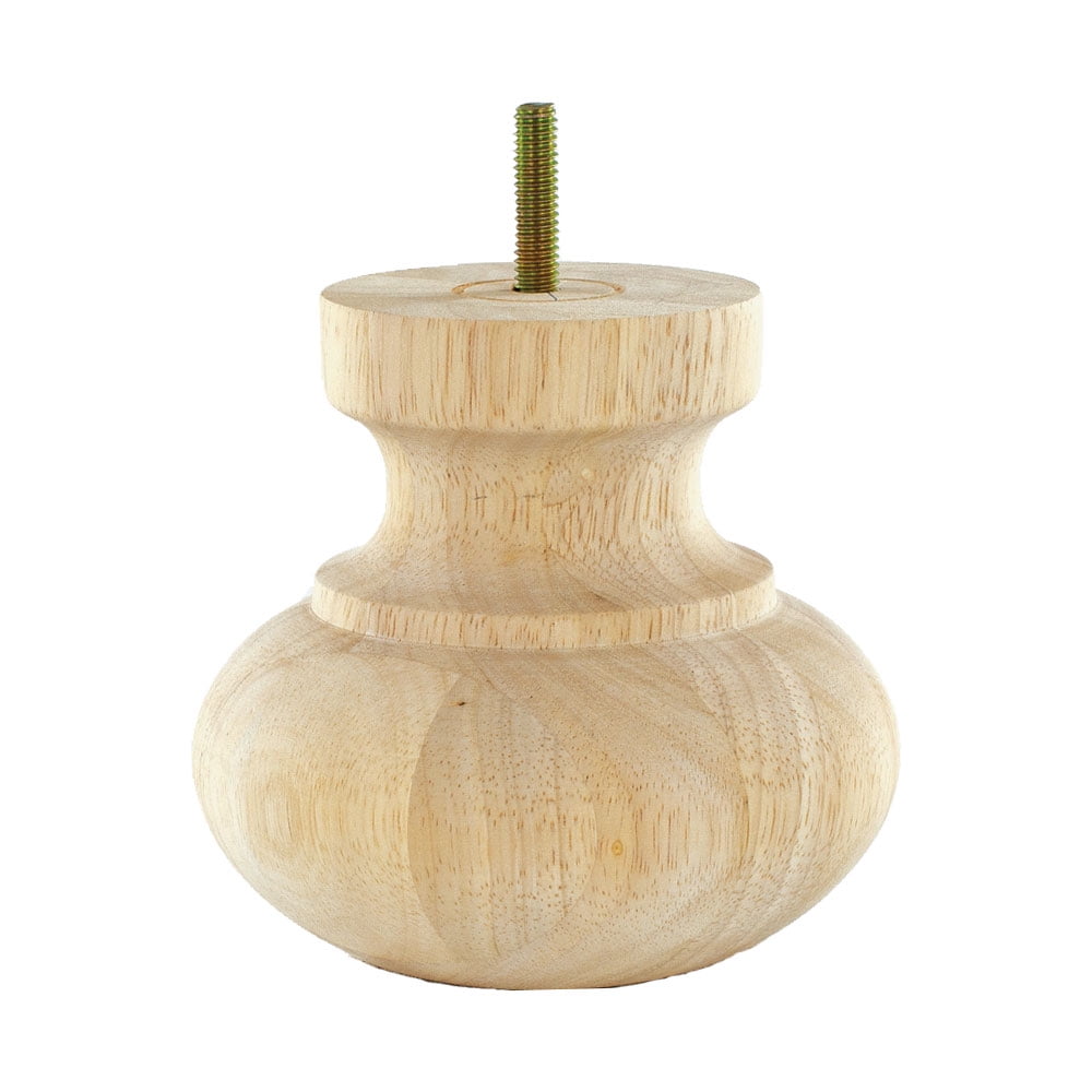 4-inch Unfinished Solid Hardwood Round Bun Foot Leg