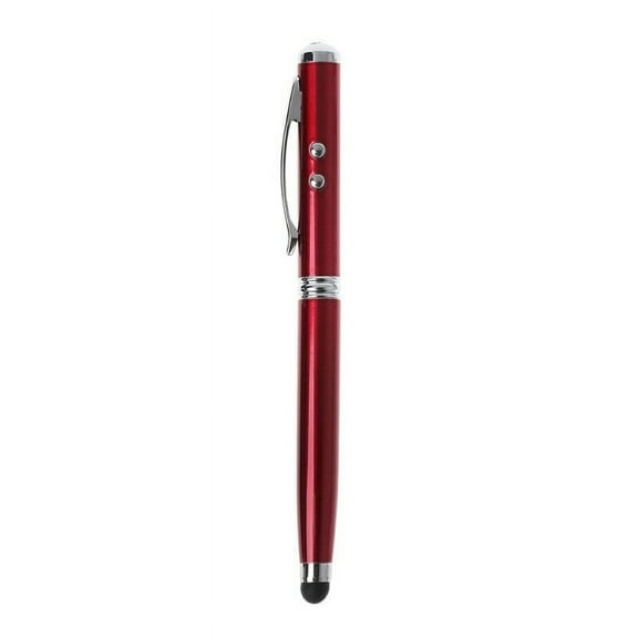4 in1 Capacitive Stylus iPad Touch Screen Ballpoint Pen LED Light Laser Pointer Red