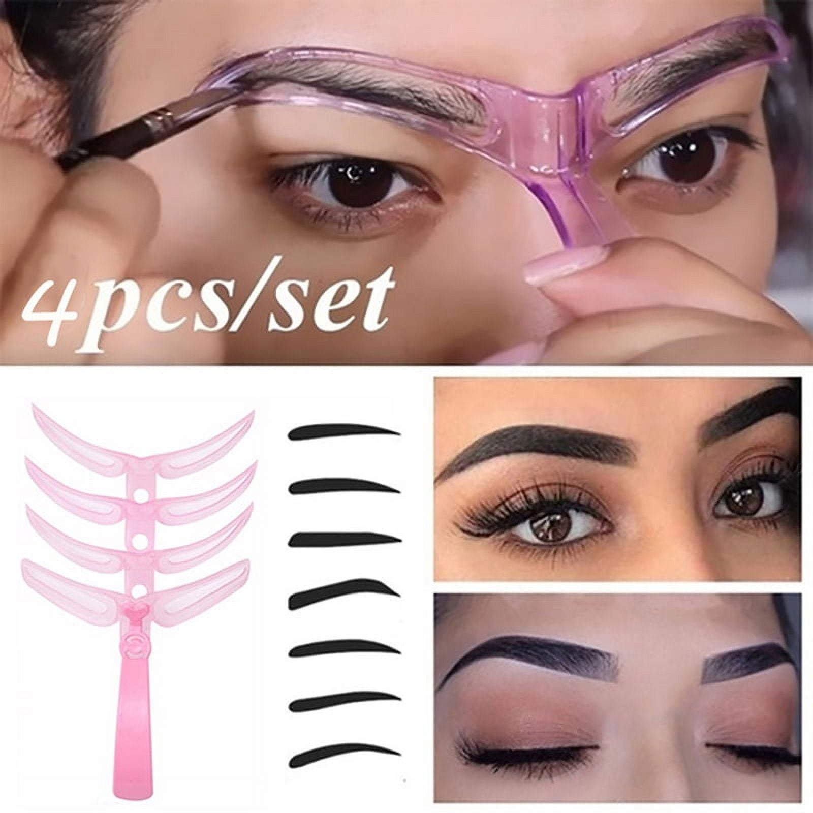 4 in1 Eyebrow Mold Eyebrow Stencils Reusable Design Eyebrow Grooming Card