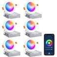 thumbnail image 1 of 4 inch 10W LED Recessed Smart Ceiling Light Color Changing WiFi Ultra-Thin Recessed Light Super Bright RGBCW 1000LM Dimmable Indoor/Outdoor Compatible with Alexa and Google Home (6 Pack), 1 of 3