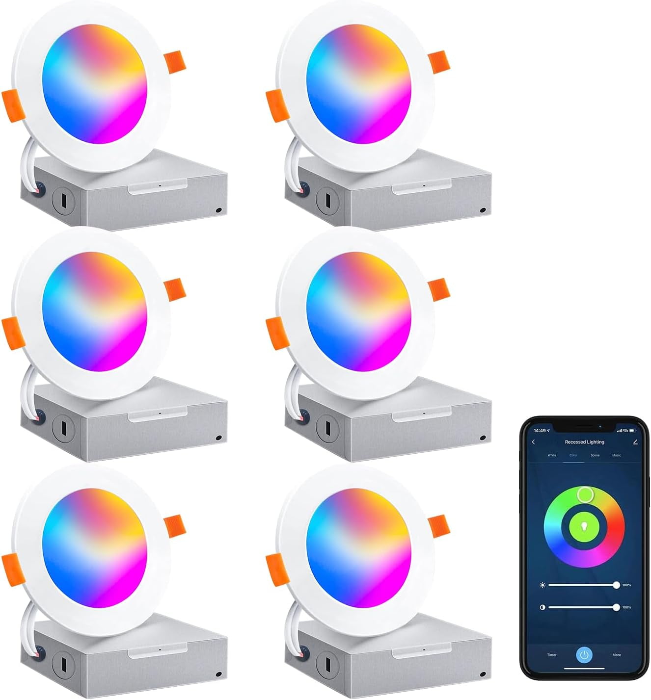 4 inch 10W LED Recessed Smart Ceiling Light Color Changing WiFi Ultra