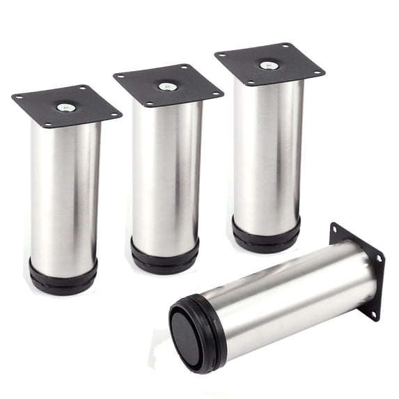 4 inch / 10cm TCHOSUZ Metal Furniture Legs, Furniture fittings of Metal, Pack of 4 Modern Stainless Steel Round Replacement Feet for Sofa Couch Cabinet TV Stand